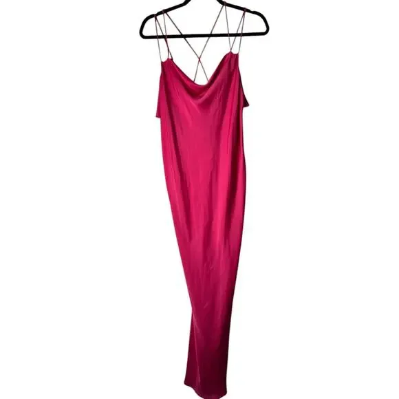 Zara Dresses Zara Slip Dress Size L Hot Pink Satiny Strappy